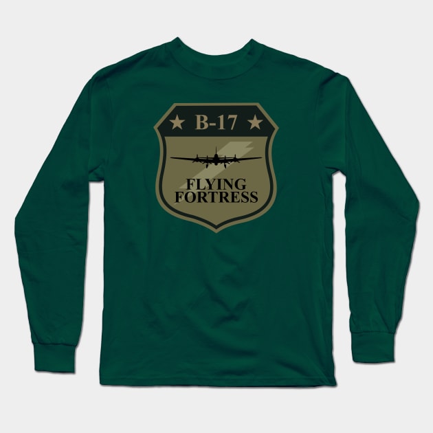 B-17 Flying Fortress Patch Long Sleeve T-Shirt by Tailgunnerstudios